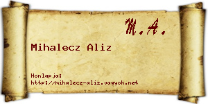 Mihalecz Aliz névjegykártya